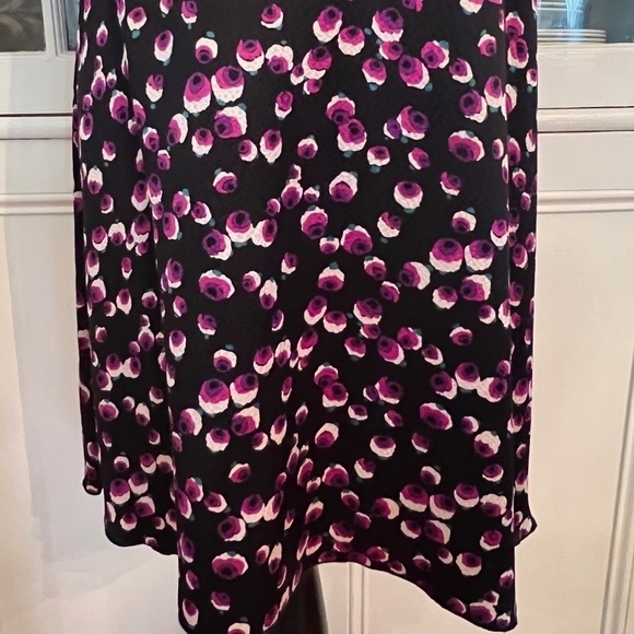 ANNA SUI Vintage Silk Dress, Size 8, Black & Purple Flower Petals, Early 2000s! - Picture 4 of 13
